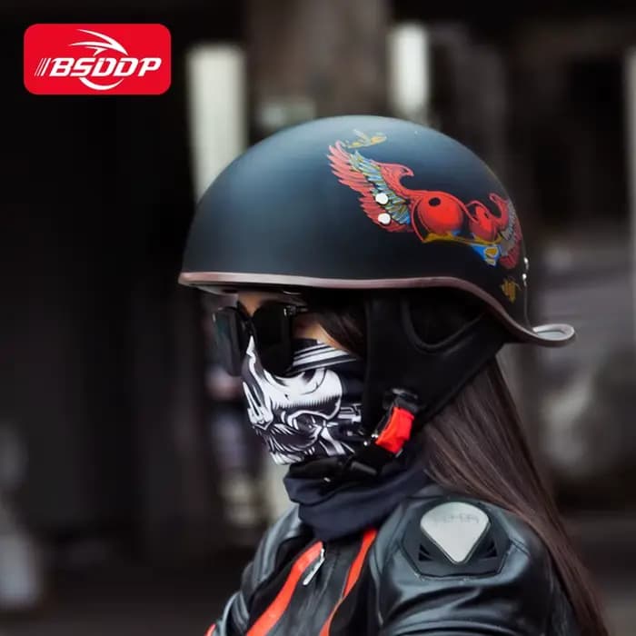 Rétro Moto Demi Casque pour homme Saisons Vintage Moteur