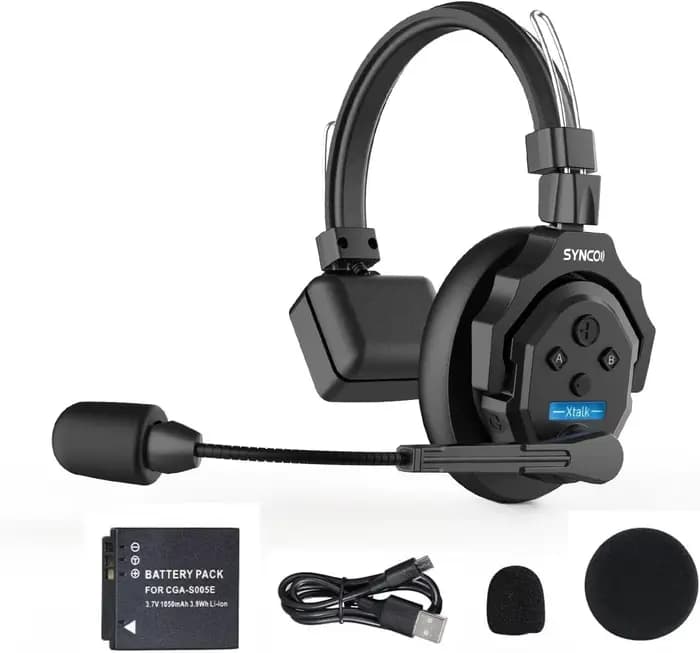 Système d'intercom sans fil SYNCO XTALK X5 2,4 GHz 1148ft/350m avec surveillance en temps réel pour