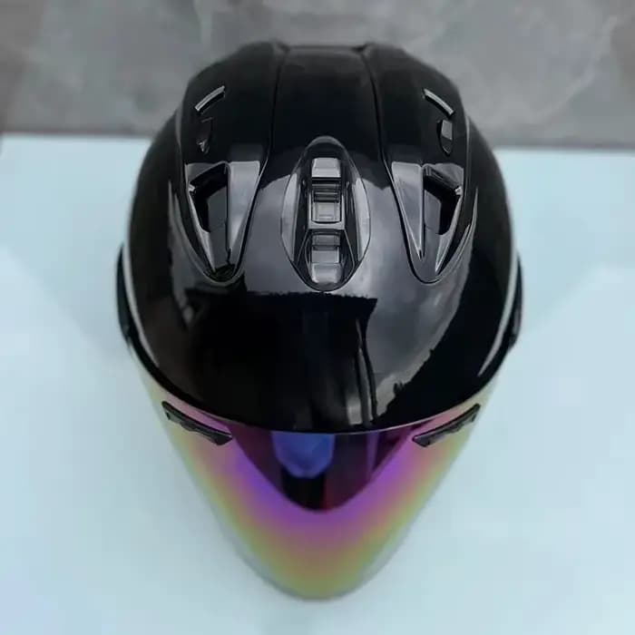 3/4 casque ouvert Ram5 noir brillant