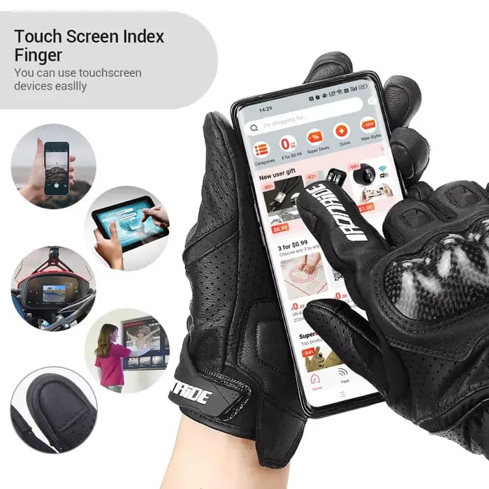 HEROBIKER gants de Moto en cuir véritable hommes respirant