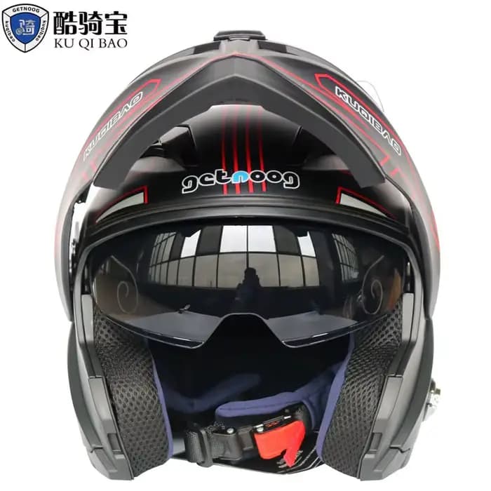 Kuqibao-Casque de moto électrique à double lentille