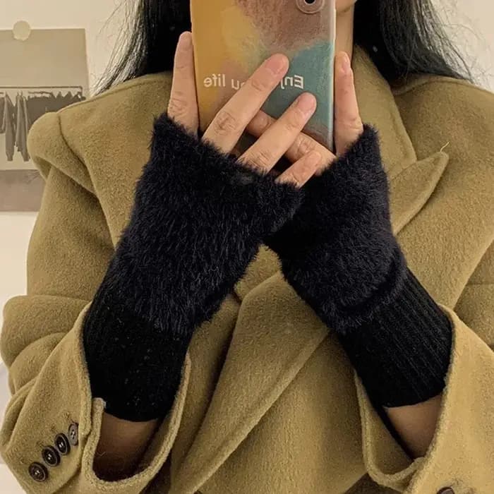 1 pièce-gants demi-doigt chauds et résistants au froid pour femmes en automne et en hiver