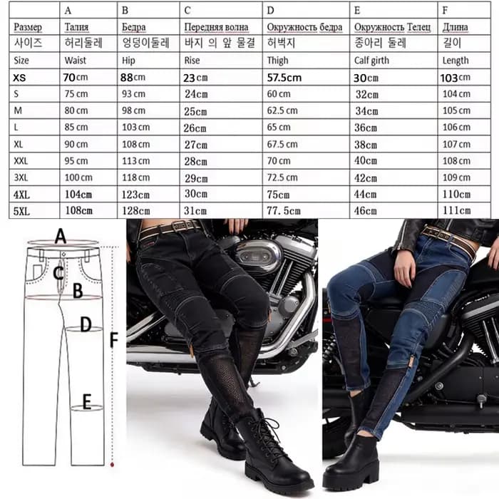 Pantalon de moto d'été pour femme en jean Kevlar