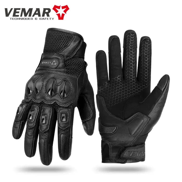 Gants de moto vintage en cuir de chèvre avec maille respirante, style rétro, pour homme et femme, pour moto et motocross