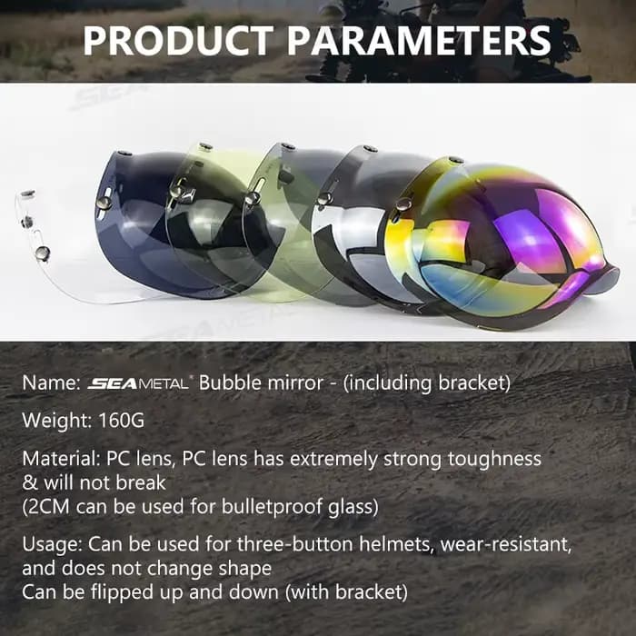 BLALION Casque de moto Visière de protection à bulles Anti-buée