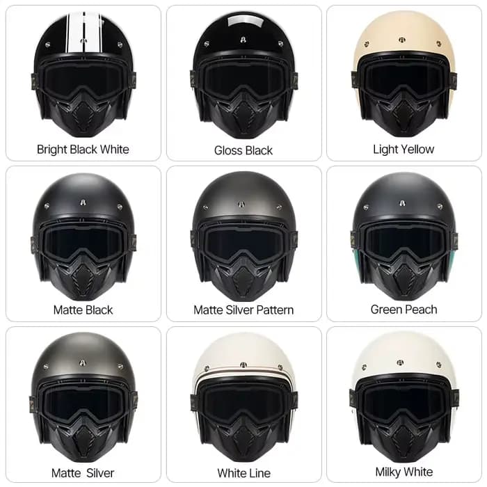 Vintage léger rétro 3/4 visage ouvert demi casque de moto adulte Jet