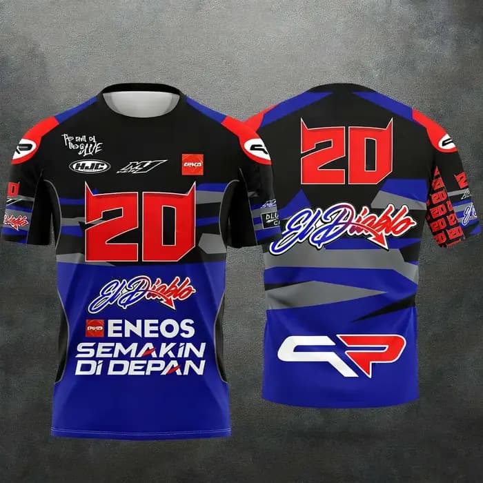 T-shirt pour fans de Fabio Quartararo 20, El Diablo Moto Rider, T-shirt graphique imprimé en 3D, uni