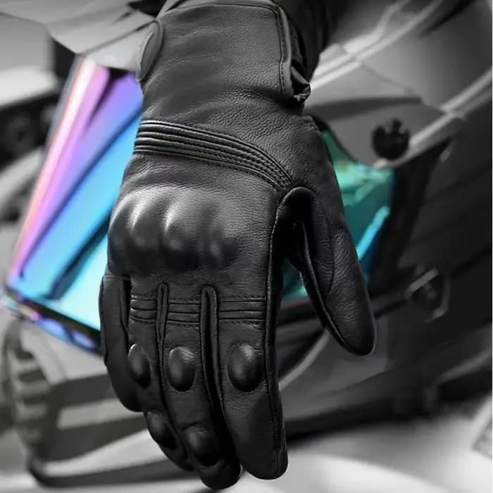 Gants de moto d'hiver en cuir hommes femmes chaud intérieur coupe-vent écran tactile Gants en cuir véritable Luvas Guantes moto ATV