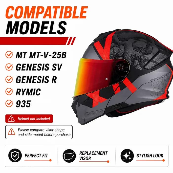 Lentille de casque de moto pour MT-V25B Genesis SV Genesis R SV Rymic R935SV, visière de casque, pare-brise, accessoires de casque