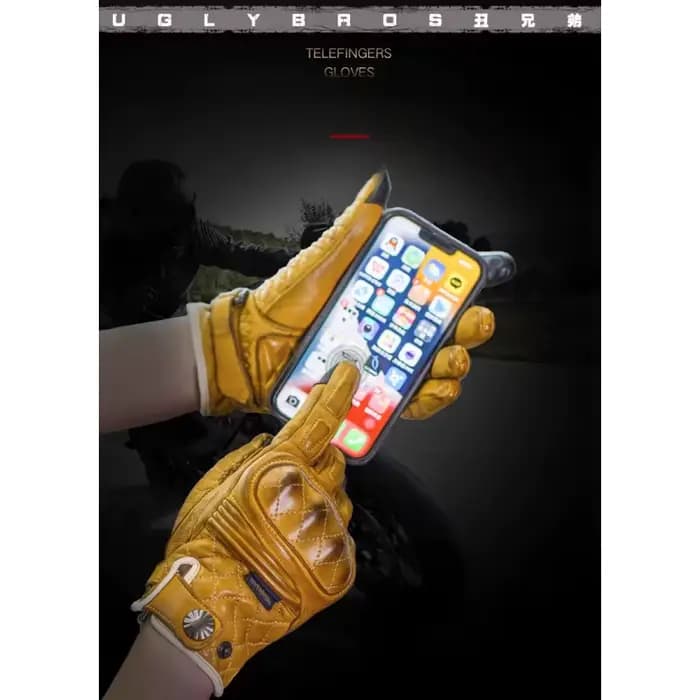 Uglybros luxe en cuir véritable Moto MX gants de rallye accessoires tactiles Vintage
