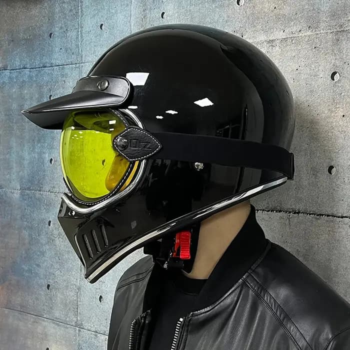 Casque de moto rétro, Vintage cafe racer, visage complet, approuvé DOT, Jet