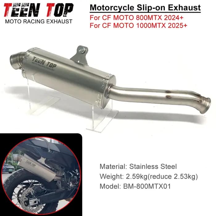 Système d'échappement 1000MTX pour moto CF MOTO 1000MTX 800MTX 2025+ – Silencieux slip-on en acier inoxydable