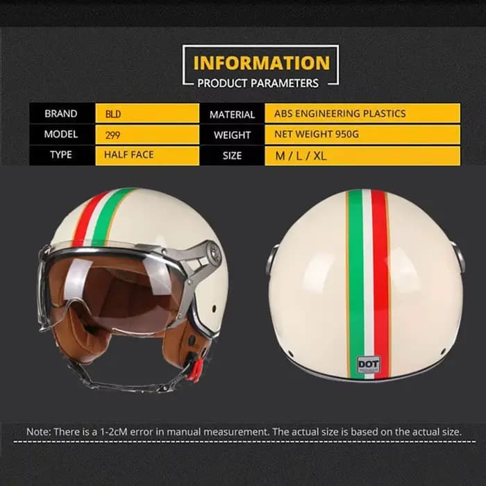 Casque de Moto Vintage BLD Jet avec visière