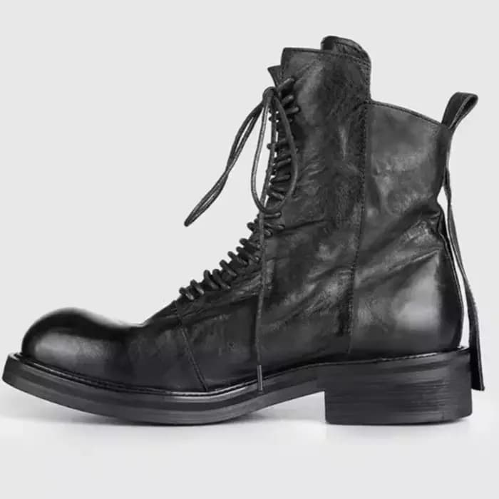 Bottes de moto style britannique pour hommes, bottines en cuir véritable faites à la main, chaussures de loisirs vintage, chaussures de fête à semelle épaisse pour hommes