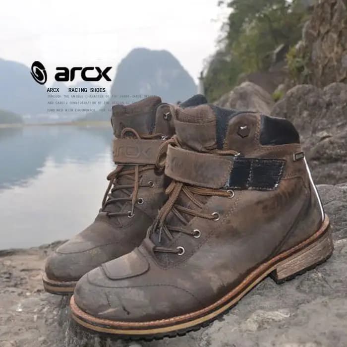 ARCX-Bottes de rinçage de moto en cuir véritable, imperméables, chaudes, vintage, extérieur, loisirs, motocross