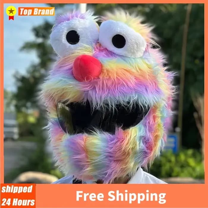 Housses de casque de moto en peluche de dessin animé