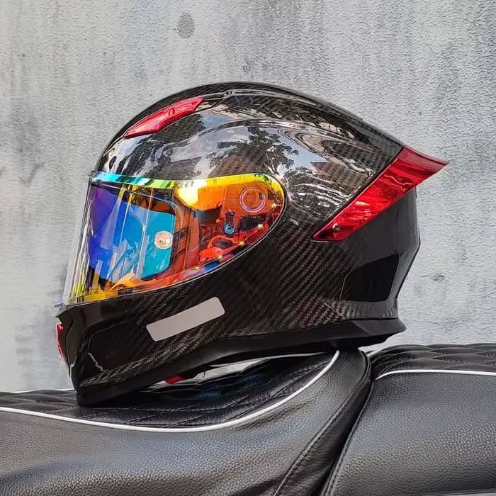 Casque de moto en fibre de carbone ORZ quatre saisons intégral approuvé DOT unisexe