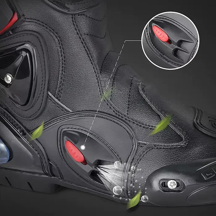 Bottes de moto pour hommes en cuir microfibre, bottes de course, bottes hautes pour motocross, bottes de moto