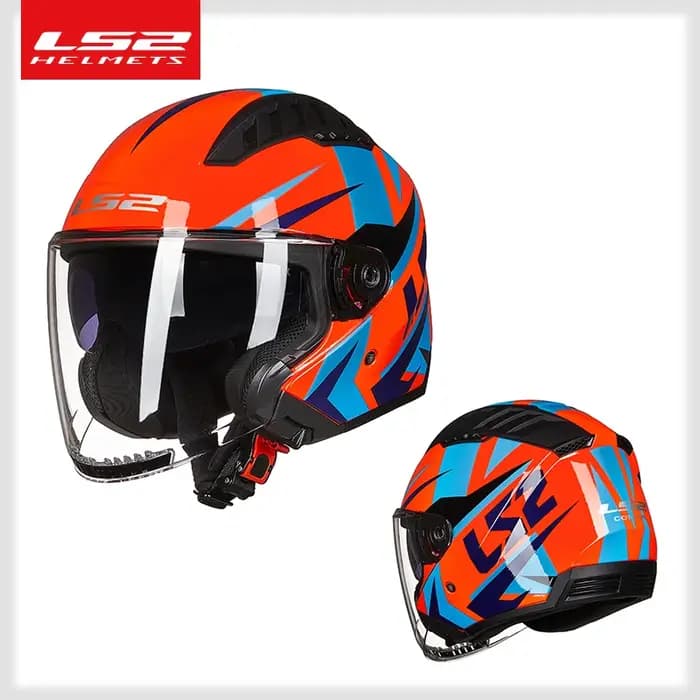 Casque de moto LS2 OF600 COPTER à double visière, casque rétro ouvert pour homme et femme, anti-chut