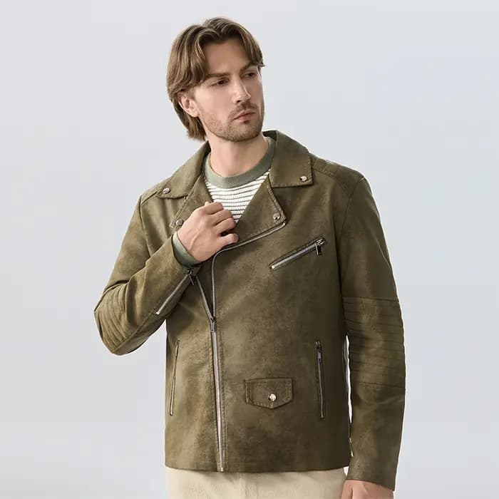 Veste d'hiver en cuir suédé pour homme, haut de gamme, nouveau Punk américain, beau coupe-vent, vêtements rétro marron à revers