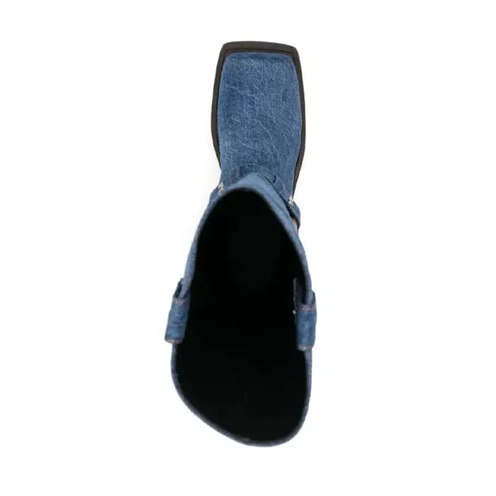 Bottes de moto en jean bleu pour femme