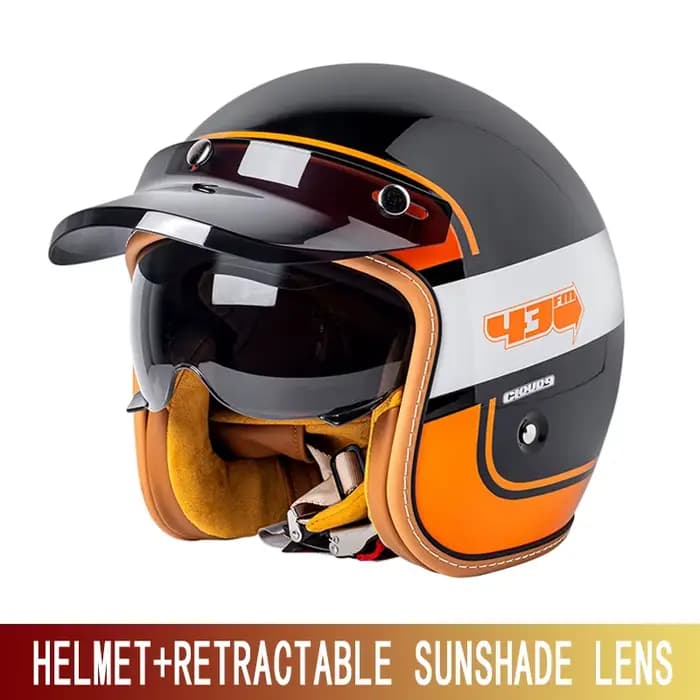 Casque trois-quarts moto cavalier pédale