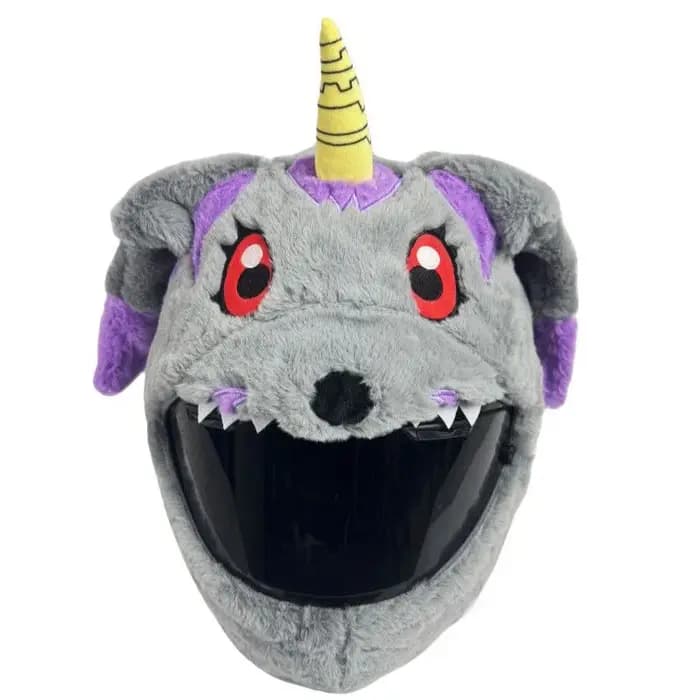 Housse de casque de moto Kawaii Digimon Gabumon en peluche, protection intégrale pour casque intégral, décoration de casque de moto anime