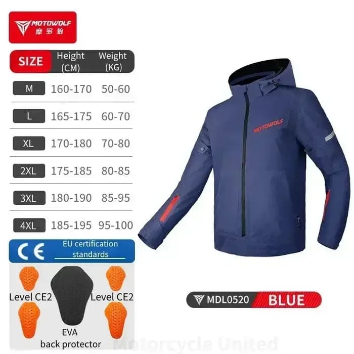 Motowolf-Veste de moto imperméable pour homme