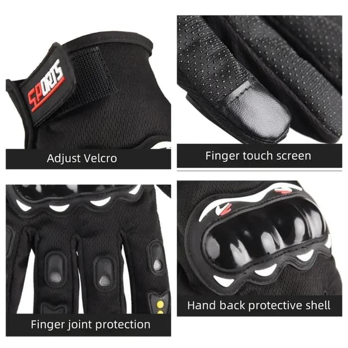Gants de moto pour hommes, gants de course respirants à doigts fermés pour les sports de plein air et la conduite de crossbike