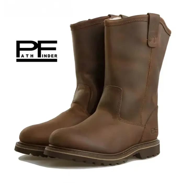 Pf Cow – bottes de moto en cuir véritable pour hommes et femmes