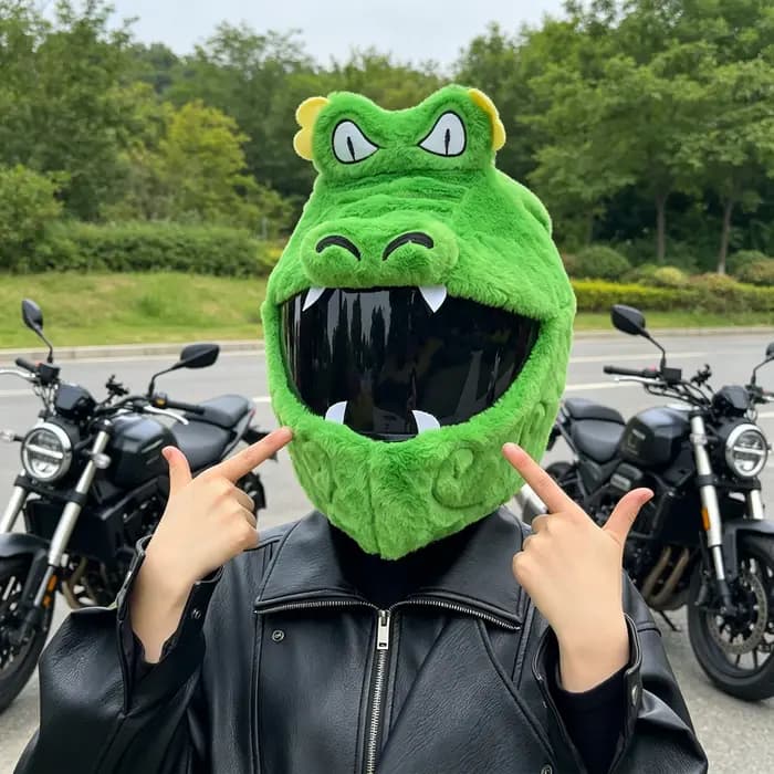 Housse de casque de moto intégral universelle en peluche amusante