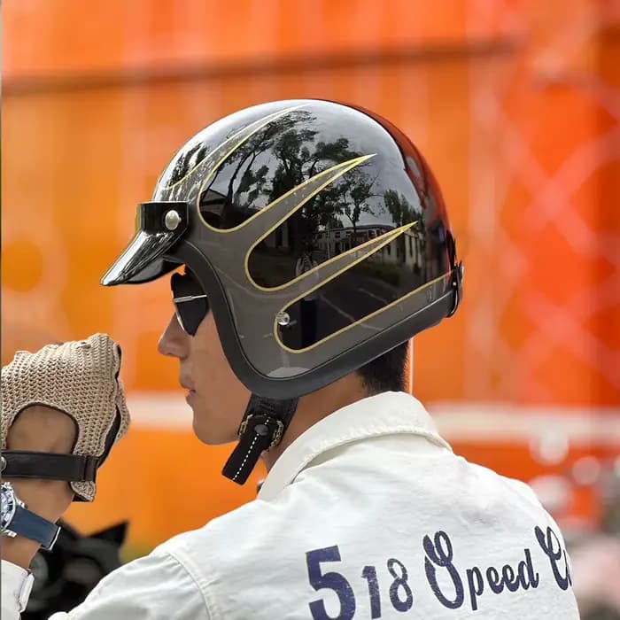 BLD TT & COCASCOS 500TX casque rétro à carreaux classique noir blanc unisexe