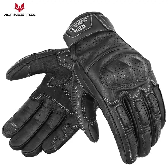 Gants de moto vintage en cuir pour hommes et femmes