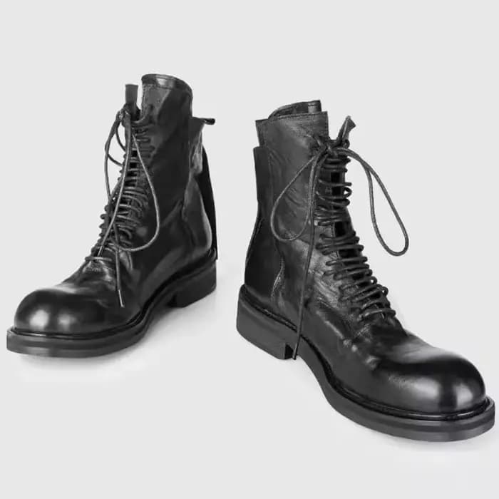 Bottes de moto style britannique pour hommes, bottines en cuir véritable faites à la main, chaussures de loisirs vintage, chaussures de fête à semelle épaisse pour hommes