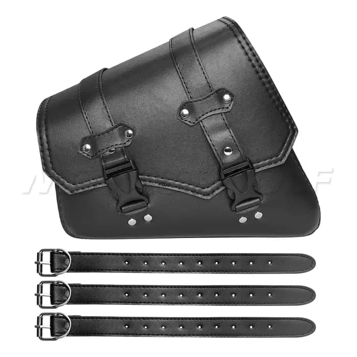 Sac de selle latéral de moto en cuir synthétique Triangle, accessoires universels pour café Racer AT