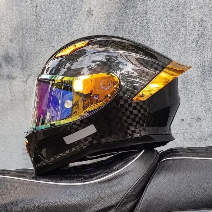 Casque de moto en fibre de carbone ORZ quatre saisons intégral approuvé DOT unisexe