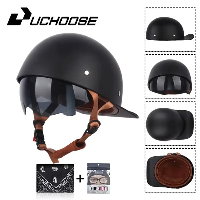 Uchoose casquette de Baseball casque moto Vintage rétro casques été visage ouvert Scooter Cruiser Ch