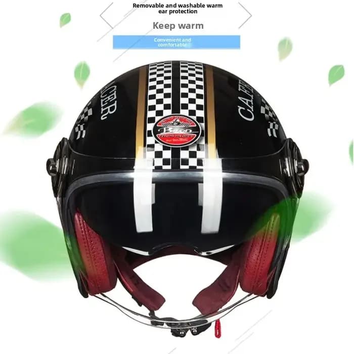 BEON B108A Casque de Moto Vintage Beon 3/4 casques ouverts Casque de Motocross Casque de Moto Capacete rétro Casco