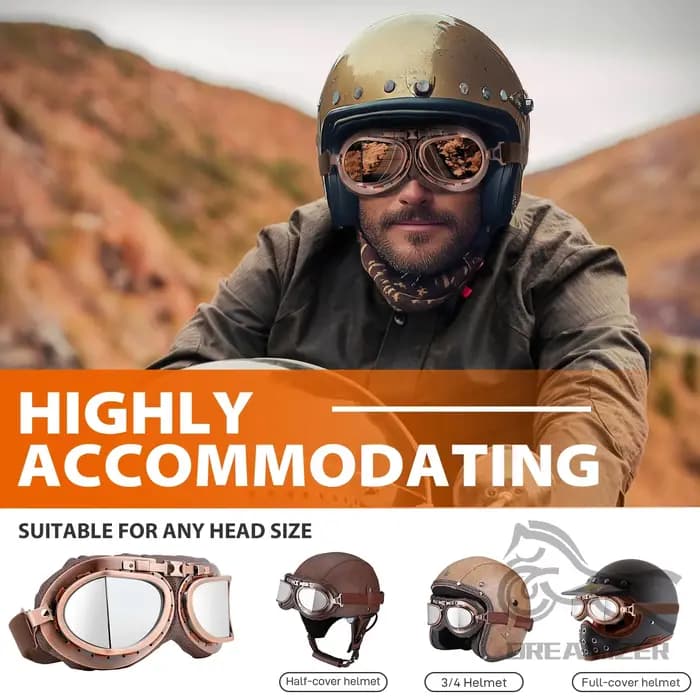 Lunettes de moto rétro vintage pour Harley Pilot