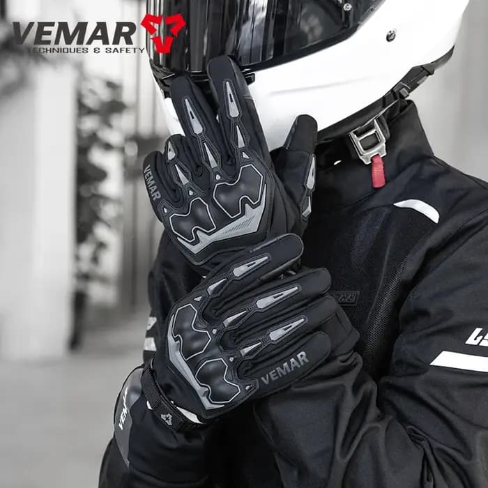 VEMAR gants de protection de moto de haute qualité, équipement d'équitation d'hiver imperméable avec paume antidérapante, gants de moto chauds