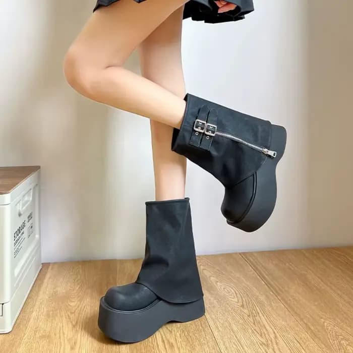 Bottines de motard à plateforme pour femmes