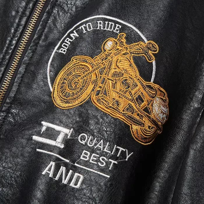 Veste de moto en cuir PU pour homme
