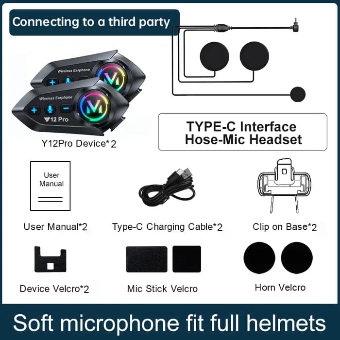Casque de moto Y12 Pro avec intercom Bluetooth