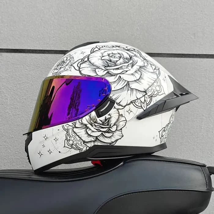 Casque de moto, casque intégral à double lentille pour hommes et femmes, voiture de sport de moto, casque intégral toutes saisons