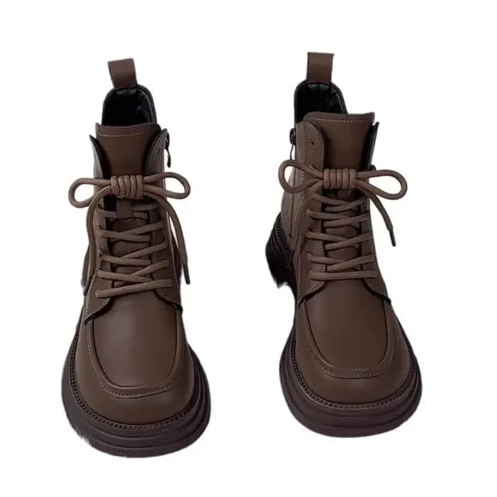 Bottines de moto pour femmes, chaussures populaires en peluche, chaudes, montantes, courtes, plateforme imperméable, pour l'extérieur, automne et hiver