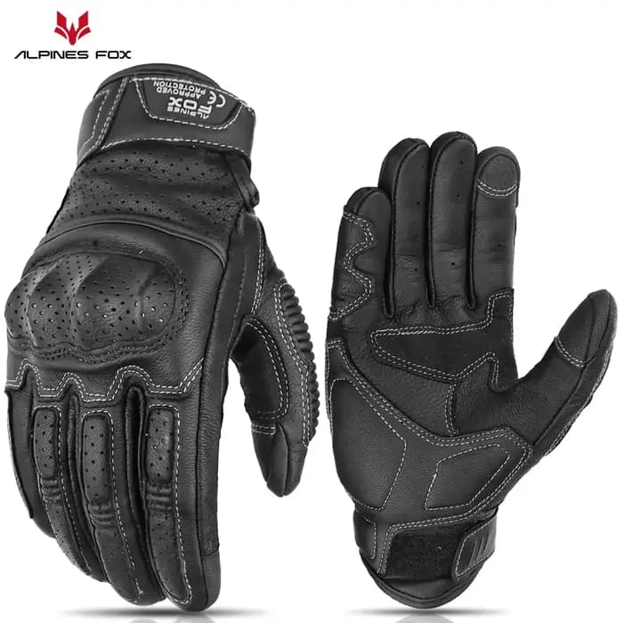 Gants de moto en cuir marron vintage pour hommes, certification CE, équitation Hurbike, écran tactil