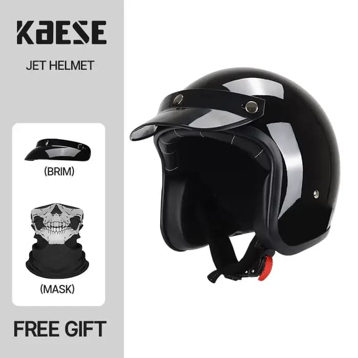 Casque de Moto Vintage ligne or noir coque ABS visage ouvert 3/4 casques de vélo Chopper classique Casco