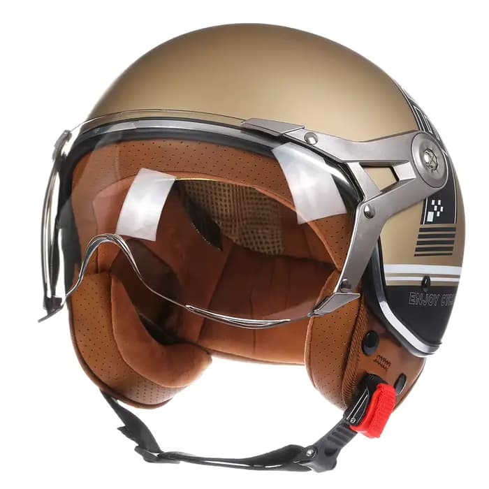 NOUVEAU 2024 Casque Moto Vintage Jet Unisexe Certifié DOT 3/4 Casque Rétro Demi-ouvert Moto Scooter