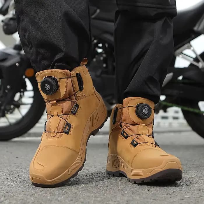 Bottes de Moto imperméables en cuir de vache