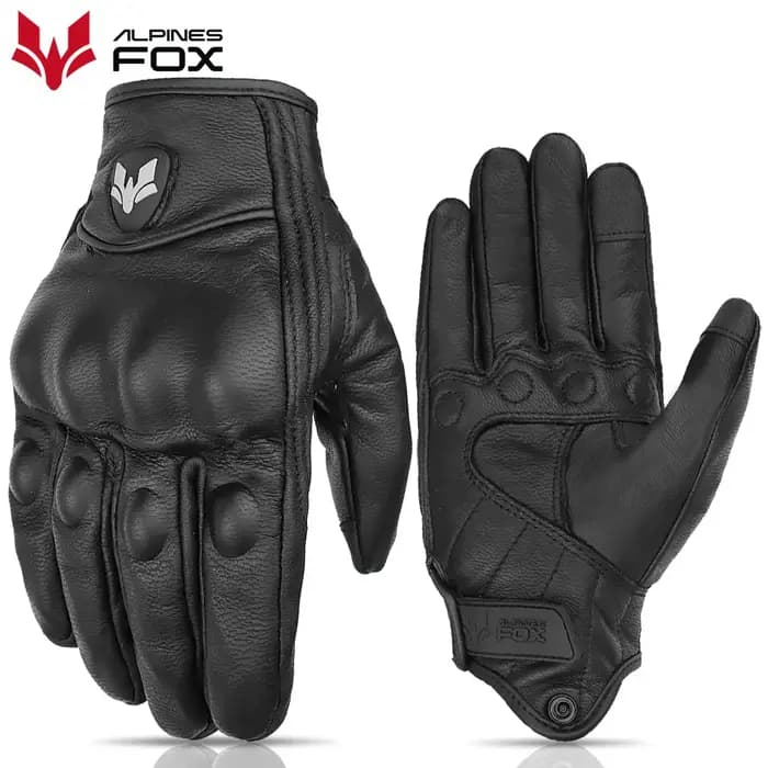 Gants de moto en cuir Vintage pour hommes